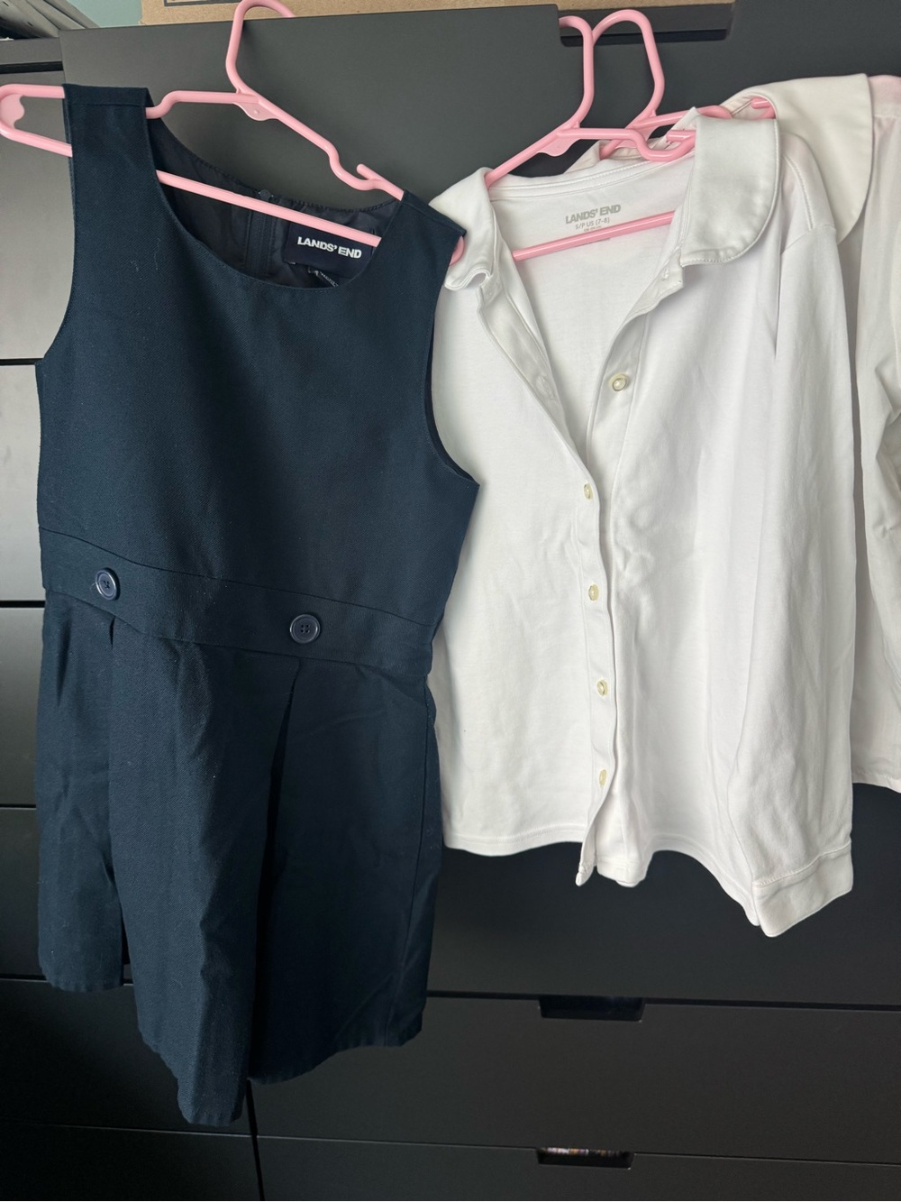 Lands' End Navy Jumper with White Polo Shirt